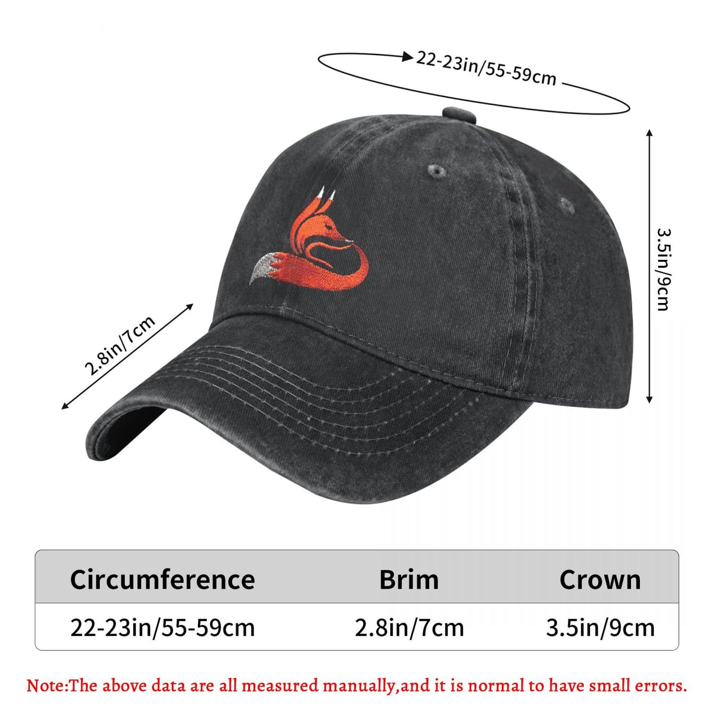 Fox Fashion Embroidered Hat for Men Women Cotton Dad Hat Baseball Cap Adjustable Unisex