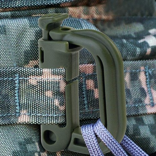 HOUSON 12 Pack Tactical Multipurpose Carabiner Clip, Tactical Small D-Ring Shape Locking Hanging Hook Clips for Molle Webbing Outdoors Bag Backpack with Snap Keychain Button Fast Latch System (Black)