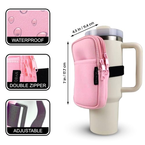 MYBOXKING Water Bottle Pouch,Stanley Cup Pouch,Tumbler Pouch,Stanley Fanny Pack,Bag for Cup,Bottle Wallet,Water Bottle,Accessories,Phone,Gym (Purple)