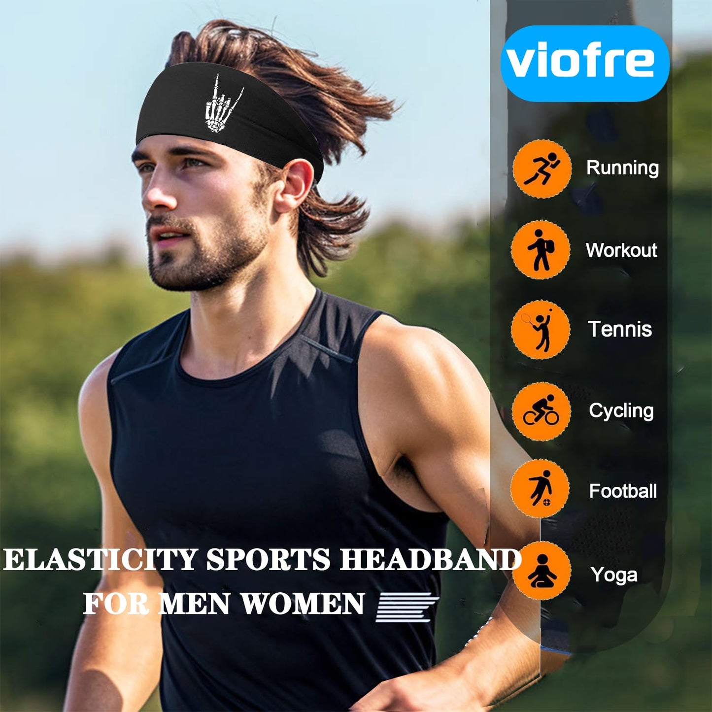 Headbands for Women Workout Head Bands Sports Headbands for Men Sweat Band Running Headband for Women Non Slip Sweatbands for Men 3pcs Skull Sweat Wicking Headband Women's Hair Athletic Yoga