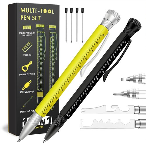 BoAn Gifts for Men,14 In 1 Multitool Pen (2 Pack),Fidget Spinner Decompression,Screwdriver,Hook Remover,Integrated Various Tools,Fathers Day Dad Birthday Gift