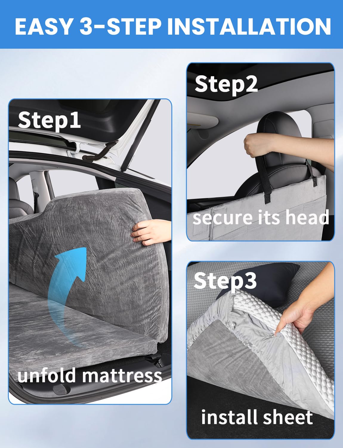 EVFITUS for Tesla Model Y 3 Mattress Foam Camping Mattress Bed for Tesla Model Y 3 Accessories Storage Bag & Sheet Provided