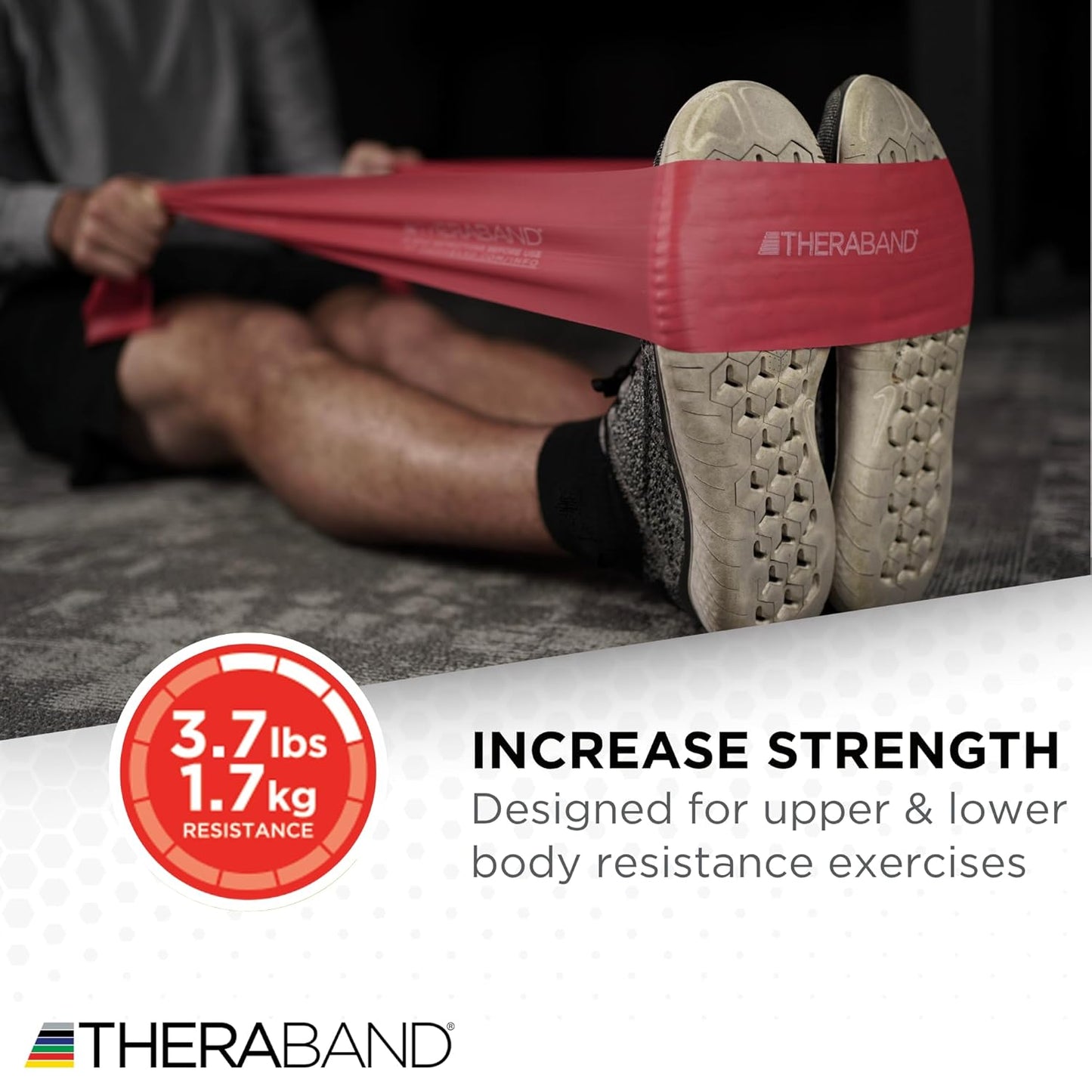 THERABAND Resistance Bands Set, Beginner Kit, Yellow, Red, Green, Non-Latex Elastic Bands for Exercise & Physical Therapy, Strength Training Bands for Upper & Lower Body Fitness