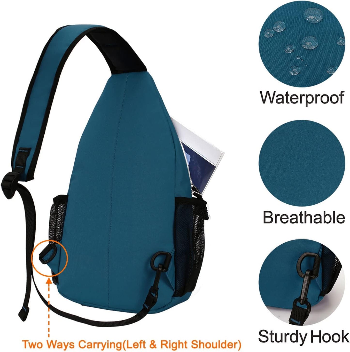 MOSISO Rope Sling Backpack (Up to 13 inch), Multipurpose Crossbody Chest One Shoulder Outdoor Travel Hiking Daypack, Black
