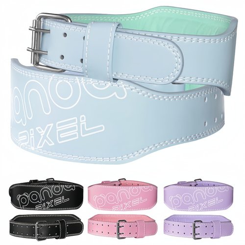 Weight Lifting Belt, Pixel Panda Leather Gym Belt for Women, 12 Inches Padded Lumbar Support for Ladies Fitness Squat Deadlift Heavy Duty Cross Training Gym Powerlifting Workout