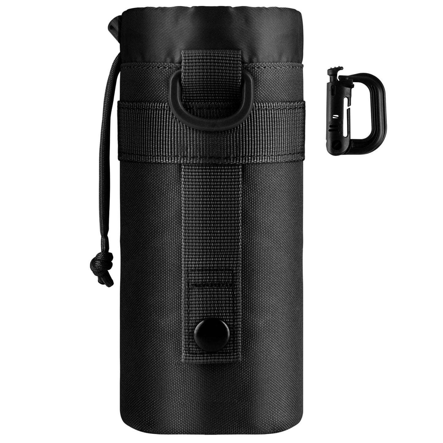 IronSeals Tactical Water Bottle Pouch Foldable Molle Water Bottle Holder Drawstring Open Top Travel Water Bottle Bag for Backpack Camping Outdoor