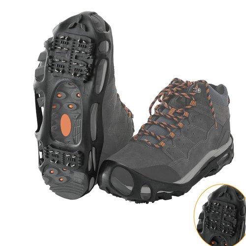 Ice Snow Grips, Anti Slip Winter Ice Grippers Universal Slip-on Stretch Fit Snow & Ice Spikes Traction Cleats Crampons