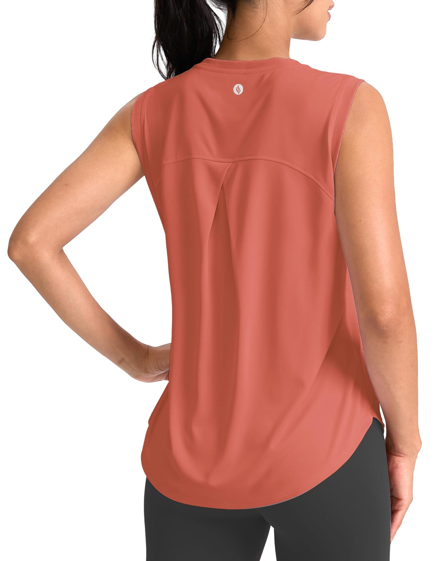 SANTINY Women's Sleeveless Workout Tops Breathable Lightweight Active Tennis Yoga Shirts Athletic Running Tank Tops for Women (Coral_XS)