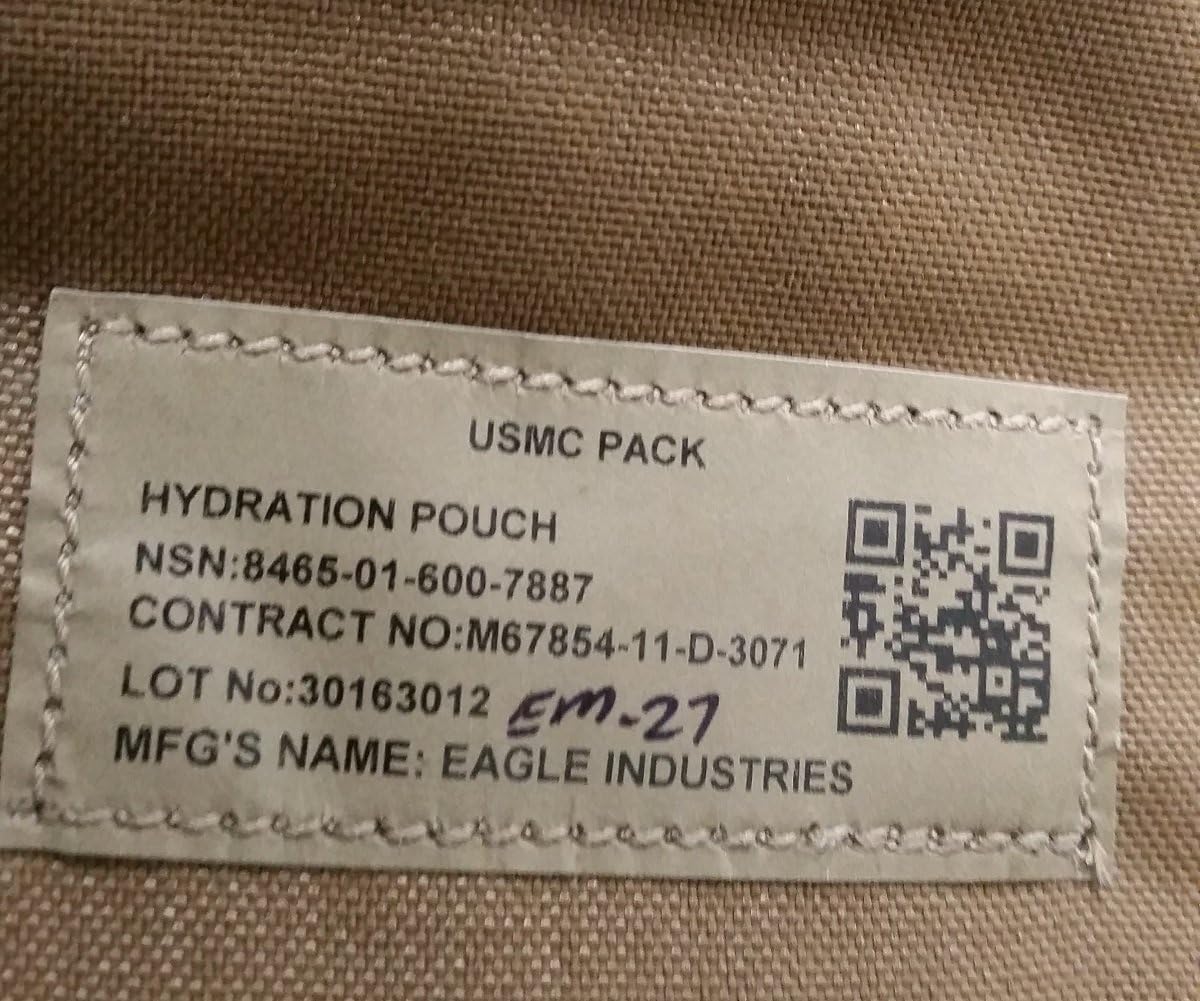 Army USMC FILBE Hydration Pouch Genuine Issue 8465-01-600-7887 Coyote