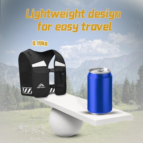 ONETOALL Running Hydration Vest, Breathable Running Vest with 420ml Soft Flask, Lightweight Reflective Hydration Vest for Trail Hiking Cycling Men Women