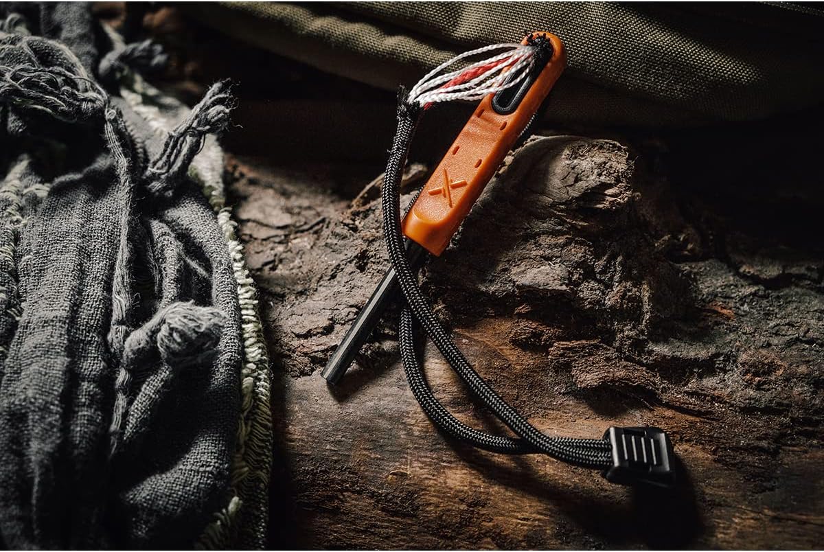 EXOTAC - polySTRIKER Lightweight Ferrocerium Fire Starter with Snap-in Striker for Emergency Kits, Campfires, Hiking, and Survival Supplies