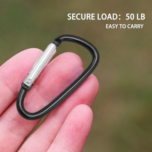FLONSA 20 Pack 1.8" Carabiner, Aluminum Carabiner Clip, D Ring Keychain Clip, Small Carabiner Clip, Carabiner for Keys, Camping, Hanging, Hiking, Dog Leash, and Everyday Use-Black