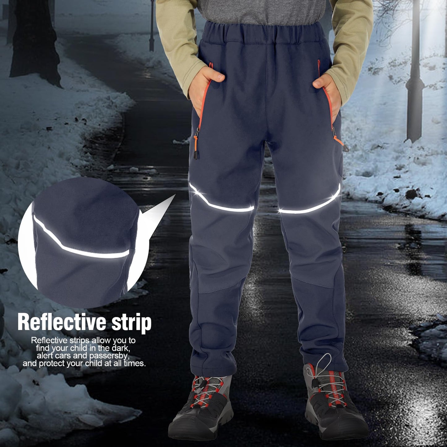Toomett Kids Snow Ski Pants Hiking Boys Girls Outdoor Waterproof Windproof Fleece Warm softshell Snowboard Pants,1510,Gray,11-13 Years