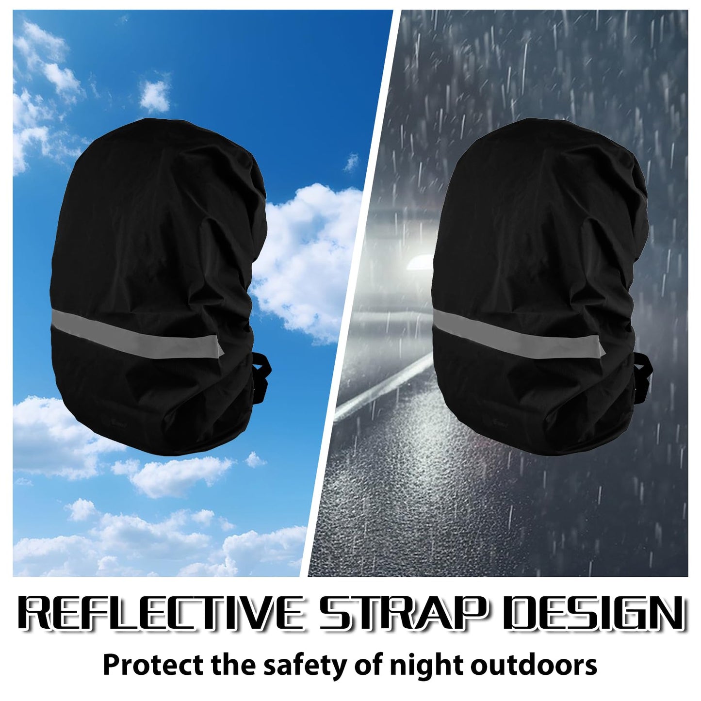 Jeffdad Waterproof Backpack Rain Cover, Foldable Hi-Visibility Reflective Strips Anti-dust Ultralight Rain Cover for Hiking Camping Cycling Traveling (26-40L)(Black)