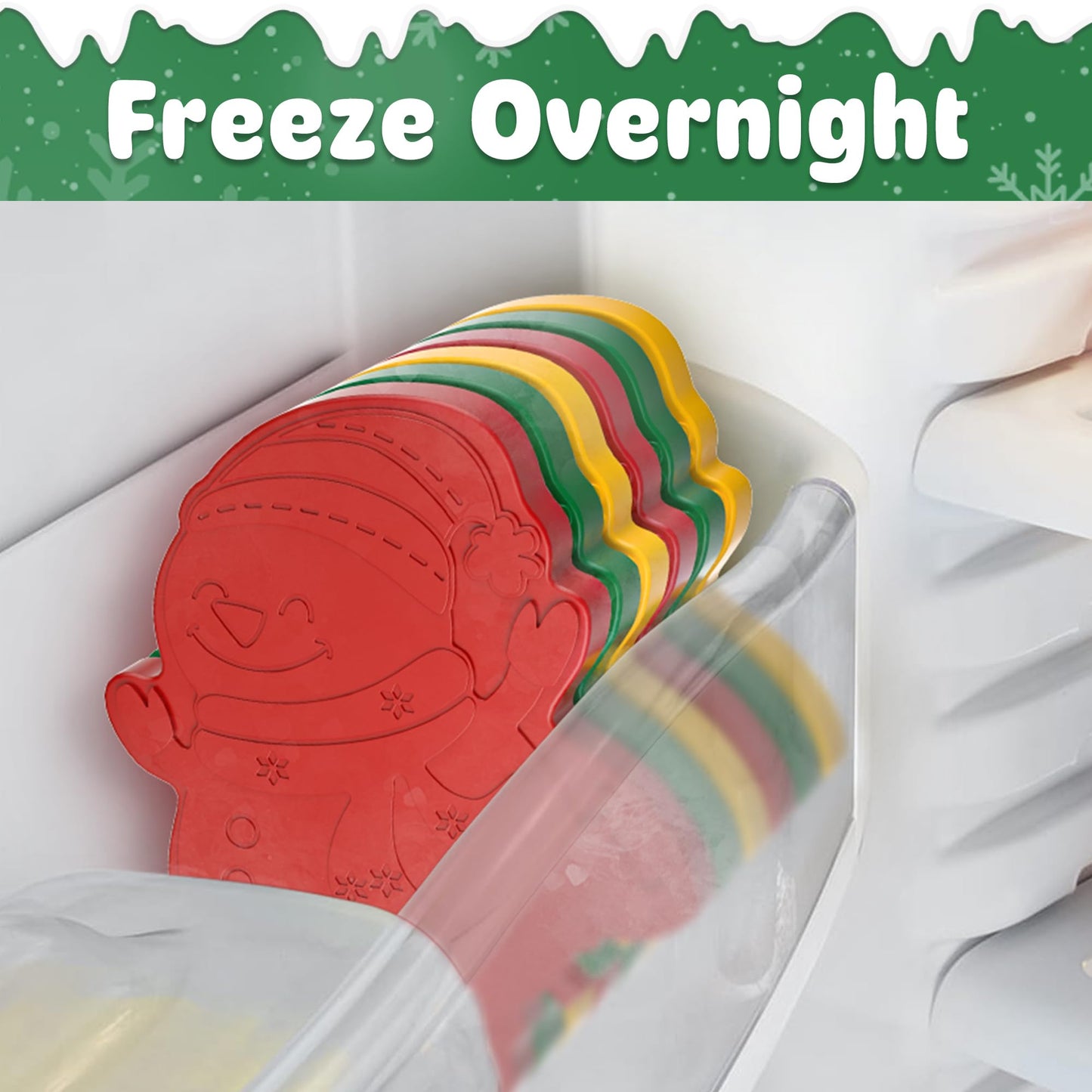 HiYZ Kids Ice Packs, Long-Lasting Ice Packs for Lunch Boxes, Slim & Reusable Icepacks Cooler Ideal for School, Parties, Travel, Multicolored (Snowman-3 Pack)