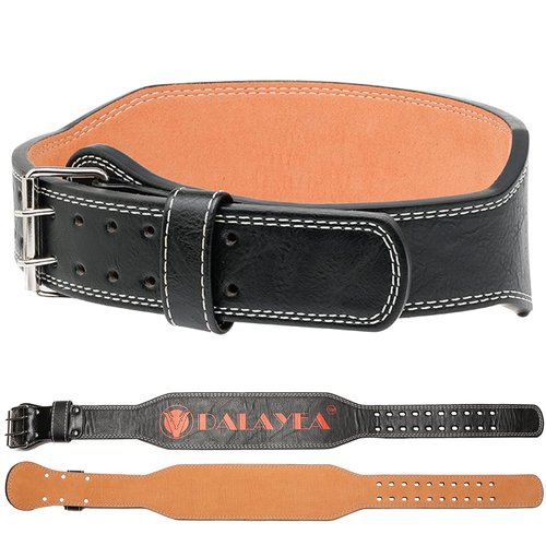 Leather Weight Lifting Belt, Men Belt for Gym Weight Belt Lumbar Back Support Powerlifting Weightlifting Heavy Duty Workout Training Strength Training Fitness (Black-L)