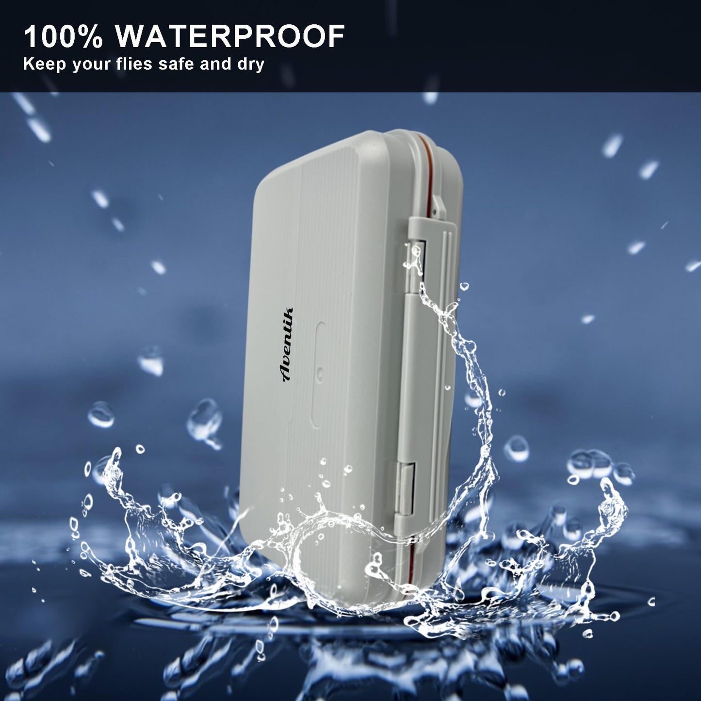 Aventik Large Capacity Waterproof Fly Fishing Box 4-Layer Foam Tackle Fishing Box for Freshwater Saltwater Streamer Storage with 2 Mini Hook box Piece Magnetic and Hook threader (H039X)