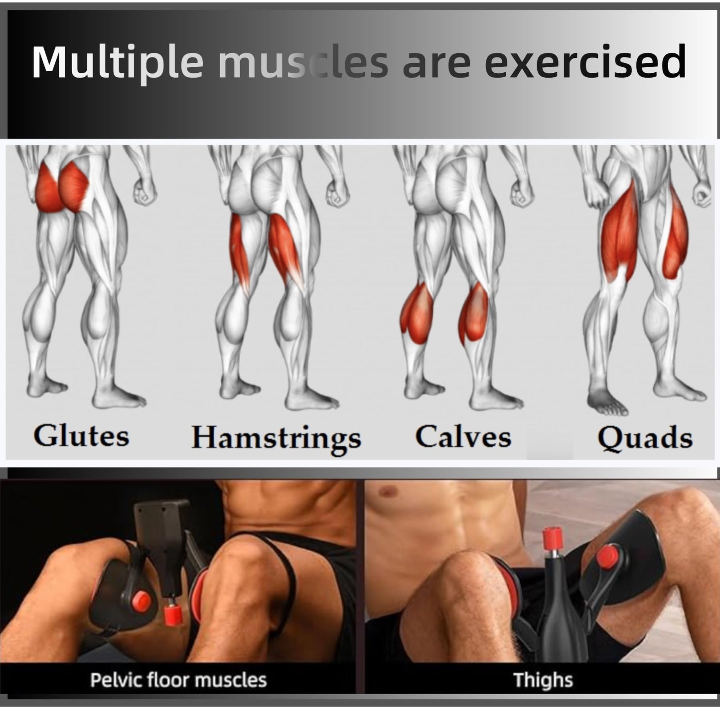 Adjustable Kegel Master Trainer with Resistance Bands - Pelvic Floor, Thigh, and Hip Trainer for Men and Women, 22-77lbs Resistance, Ergonomic Home and Office Fitness Device. (Black)