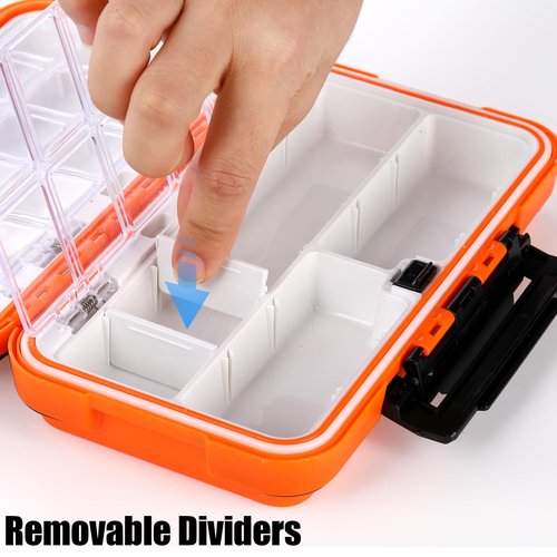 ZENFUN 3 Packs Fishing Lure Box, Fishing Tackle Box, Fishing Tackle Storage Trays, Bait Storage Case, Accessory Boxes, Thicker Plastic, Waterproof and Airtight(Orange, Green, Grey)