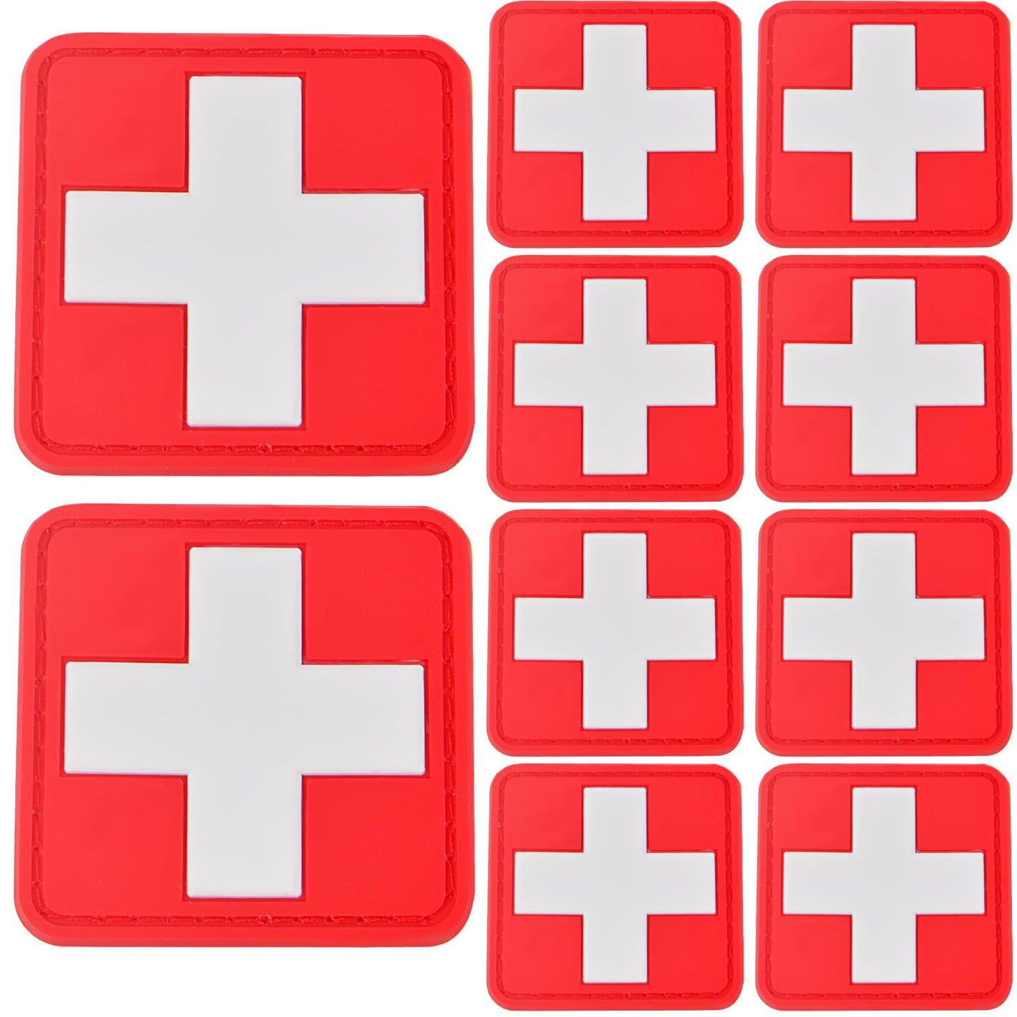 FORWOMLM 10pcs Medic Red Cross Patches First Aid Morable Patch Armband Tactical Military Bag Accessories for IFAK, EMS, EMT Trauma Pouch, Nurse Doctor Emergency Logo