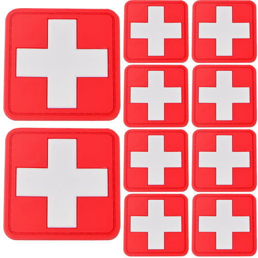 FORWOMLM 10pcs Medic Red Cross Patches First Aid Morable Patch Armband Tactical Military Bag Accessories for IFAK, EMS, EMT Trauma Pouch, Nurse Doctor Emergency Logo