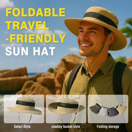 Summer Mesh Bucket Sun Hats for Men Big Head Wide Brim Boonie Safari Waterproof Beach UPF50+ Fishing Hiking Dark Grey X-Large XX-Large XL XXL