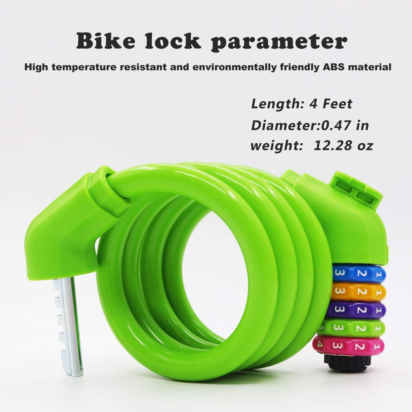 Sport Bike Lock Cable, 4-Feet Bicycle Cable Lock with 5-Digit Resettable Combination Bike Cable Lock Orange