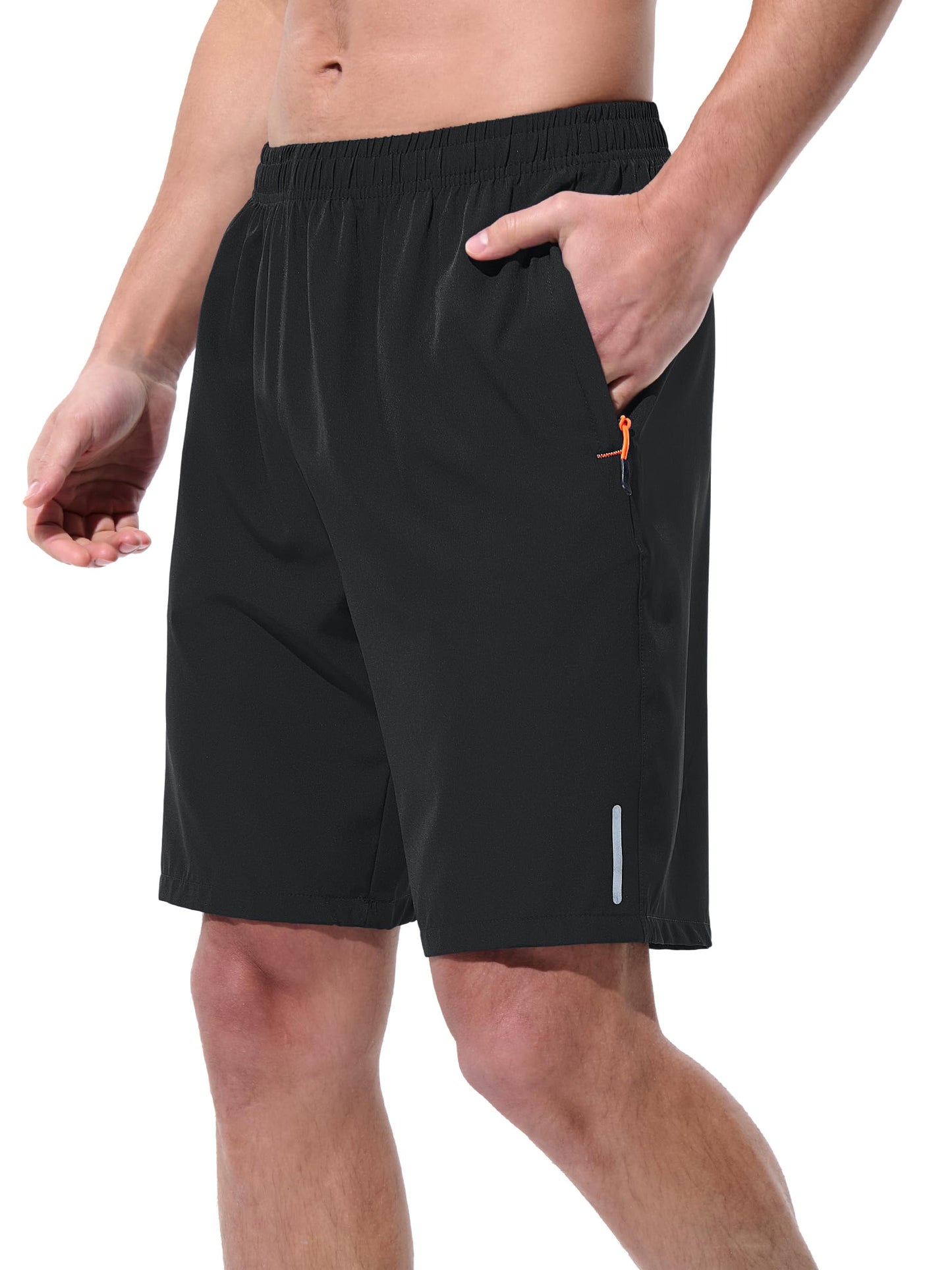 UIQUR Mens Athletic Shorts Running Shorts Quick Dry Workout Shorts 7"/ 9" Lightweight Gym Basketball Shorts Zipper Pockets Black M