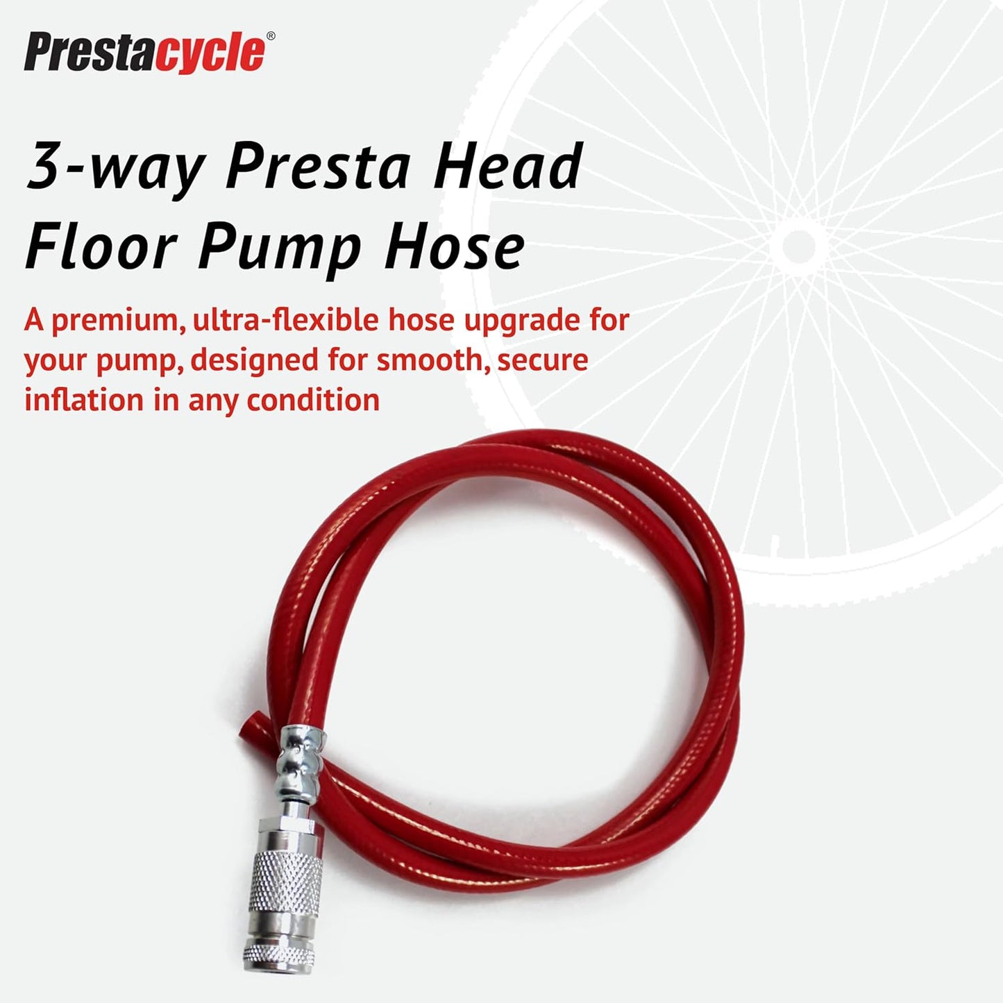36-Inch Red 3-Way Presta Air Hose for Pump Upgrade - Durable & Flexible
