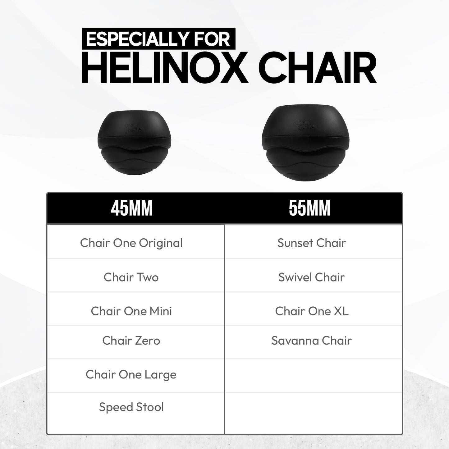 Stabilizing Rubber Ball Feet for Helinox Camping Chair - Durable Outdoor Chair Leg Cap, Help Stability on Rugged and Uneven Surfaces (Black, 45mm)