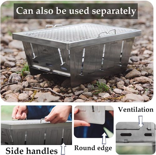 windhike Naturehike Portable Charcoal Grill, Folding Portable BBQ Charcoal Grill Compact Mini Smoker Small BBQ Grill for Garden Backyard Party Picnic Travel Outdoor Cooking Use(Small)