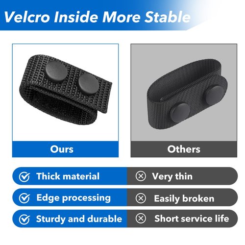 Nylon Belt Keepers for Duty Belt 2¼" Wide with Double Snaps - 6 Pack Tactical Gear Accessories for Police Security Equipment, Heavy-Duty Black Belt Clips & Secure Holder (Fits 2"-2.25" Duty Belts)