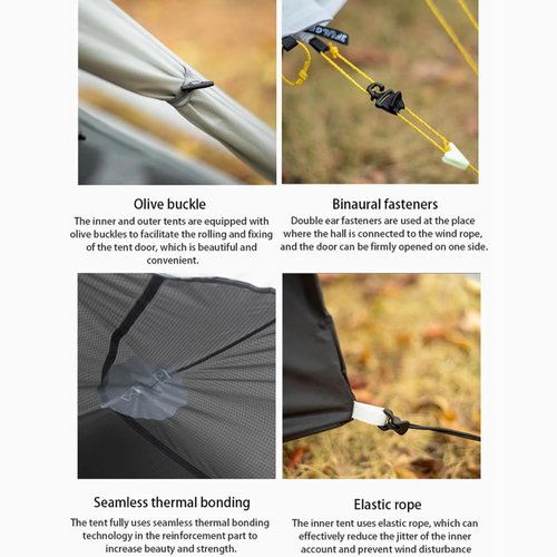 MOXIHIKE 3FULGEAR Lanshan 2 Tent 2 Person Ultralight Camping Tent, 3/4 Season Professional 15D Silnylon Rodless Tent for Camping, Climbing, Hiking (Green 3 Season)