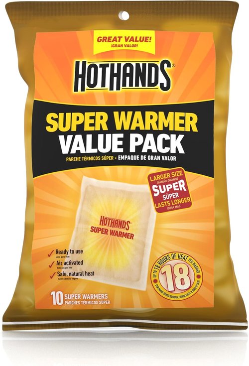 HotHands Super Warmers - 10 Pack Odorless Air Activated Hand & Body Heat Packs - 18 Hours of Lasting Warmth