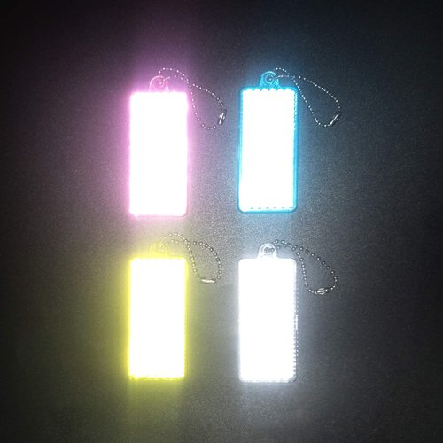 DEMYPROX 4Pcs Super Bright Safety Reflector - Rectangle Shapes - Stylish Reflective Gear for Jackets, Bags, Purses, Backpacks, Strollers and Wheelchairs,Christmas Halloween Party Hanging Decoration