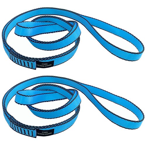 CAPARK 18MM Nylon Climbing Slings Runners 23 kN Strong Webbing Straps for Rock Climbing, Rappelling, Swing, Yoga Hammock etc (2PCS Blue, 48inch/120cm)