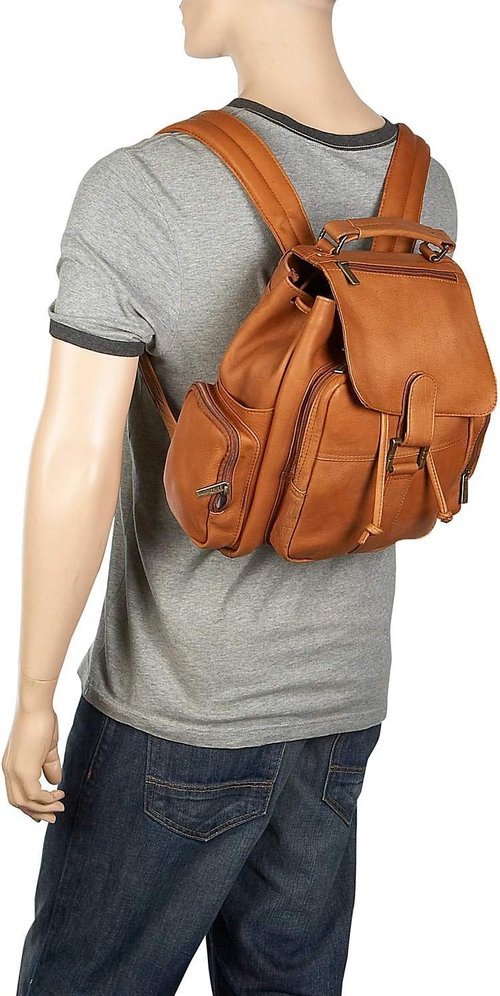 Le Donne Leather Classic Multi-Pocket Backpack – Premium Full-Grain Colombian Vaquetta Cowhide Leather Backpack,15”, Cafe