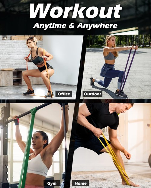 Zacro Resistance Bands, 6 Resistance Levels Pull Up Assistance Bands, Exercise Bands for Men&Women, Heavy Duty Resistance Band Set with Door Anchor, for Working Out, Muscle Training, Physical Therapy