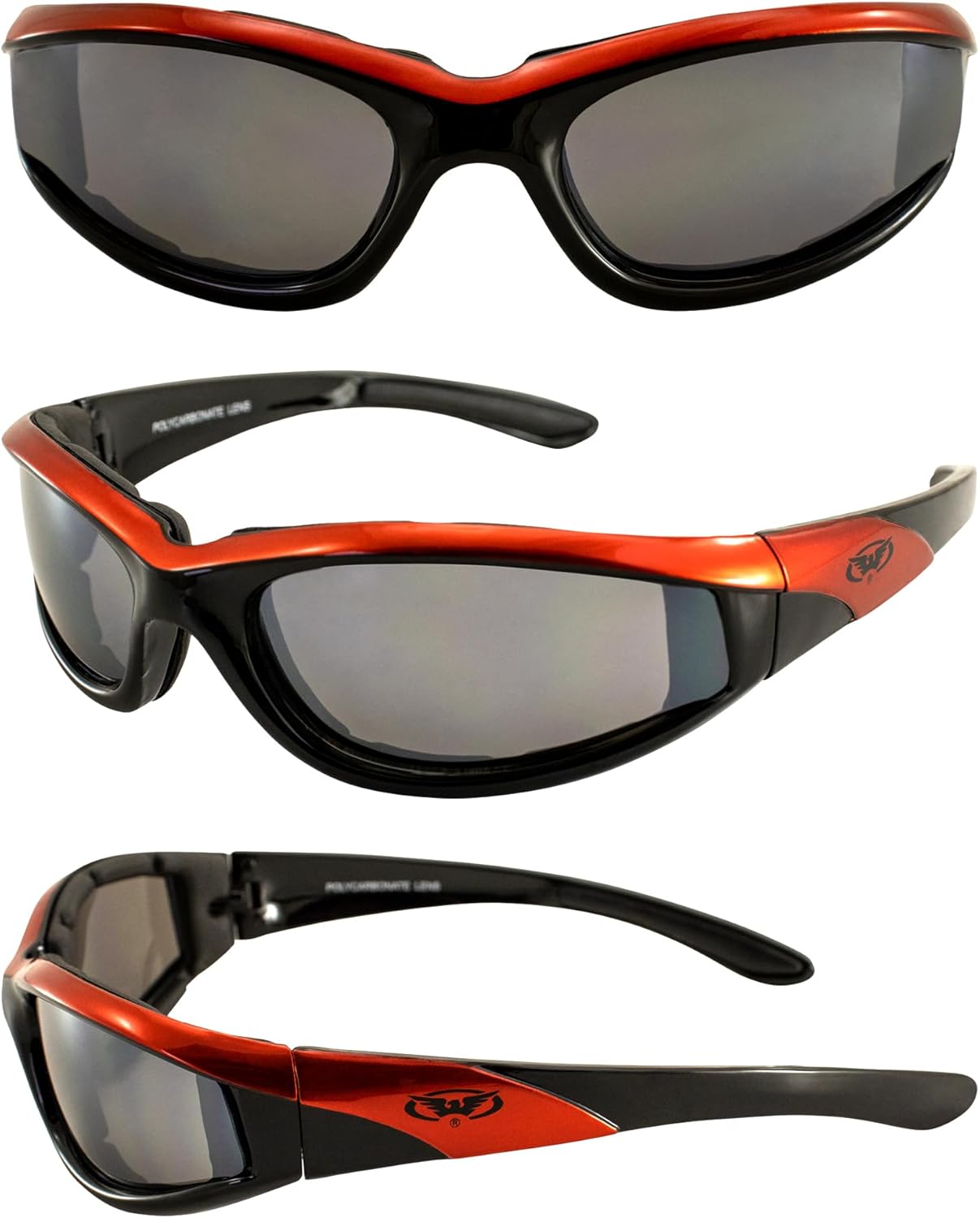 Global Vision Eyewear Hawkeye Motorcycle Sunglasses for Men or Women, Flash Mirror Lens, Orange Frame