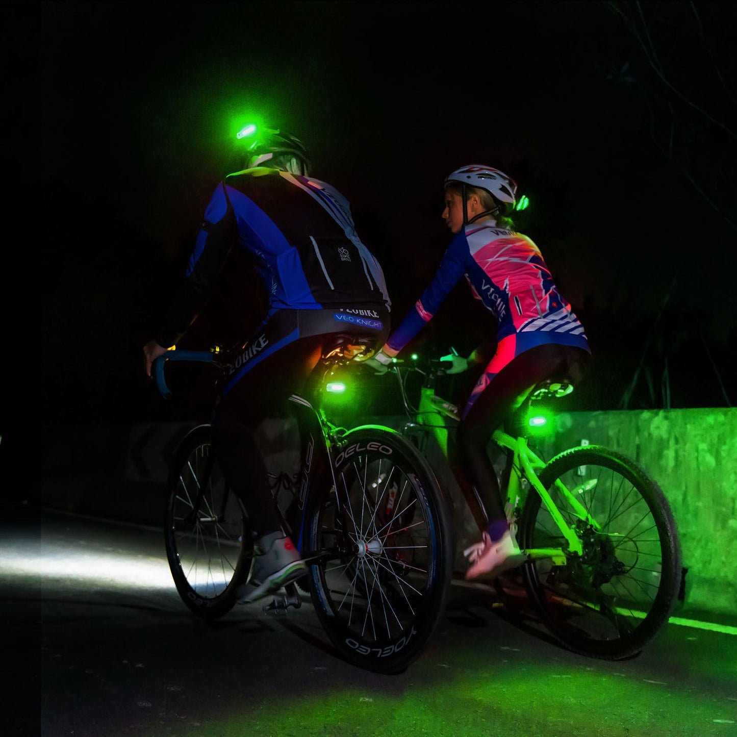 Green Bike Tail Light Rechargeable 2 Pack, Rear Bike Light for Night Riding, Back Bicycle Taillights with Great Battery Life, Easy to Install On Any Bike Trailer or Helmet