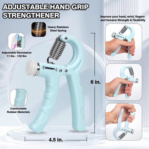 Twinbeing Grip Strengthener Kit & Flying Disc(4 pack) Ideal for Kids, Adults with Adjustable Hand Grip, Finger Exerciser, Hand Strength Ring for Muscle Therapy, Injury Recovery & Stress Relief