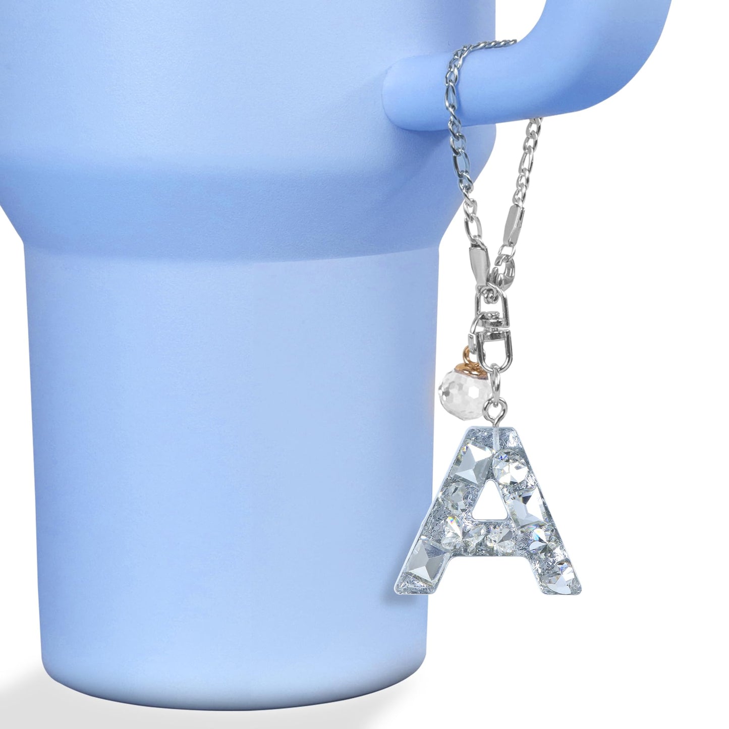 Vmini Tumbler Accessories for Stanley Cup with Handle, Glitter Letter Charms for Stanley 40 oz 30 oz & HydroJug 40 oz Tumbler, Cute Bling Initial Letter Charm Decor for Stanley Cup Accessories (A)