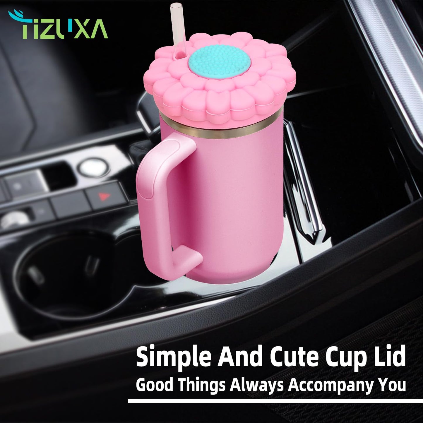 for Stanley Cup 40 Oz Lid Case Dustproof Scratch, Silicone Lid Covers Toppers Dust Cap for Stanley 40 Oz Tumbler with Handle Quencher H2.0 for Stanley Cup Accessories decoration Case - Pink Flower