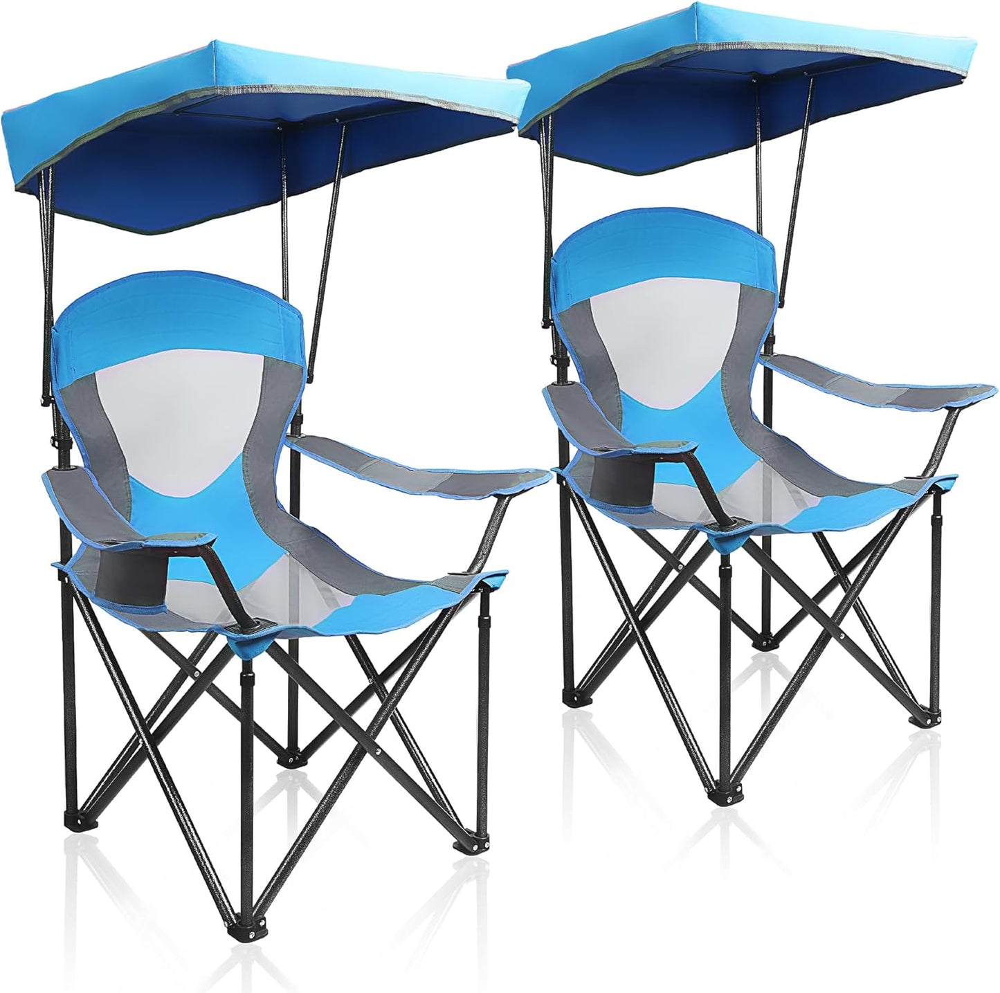 ALPHA CAMP Heavy Duty Canopy Lounge Chair Sunshade Hiking Travel Chair with Cup Holder