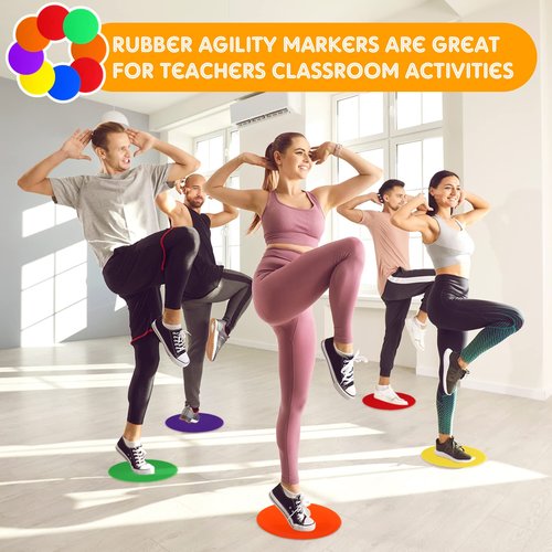 Haull 60 Pcs Spot Markers Floor Spots with Bag Non Slip Vinyl Poly Dots for Gym Floor Basketball Football Soccer Sports Speed Agility Training Gym Dance Classroom(4.72 Inch)
