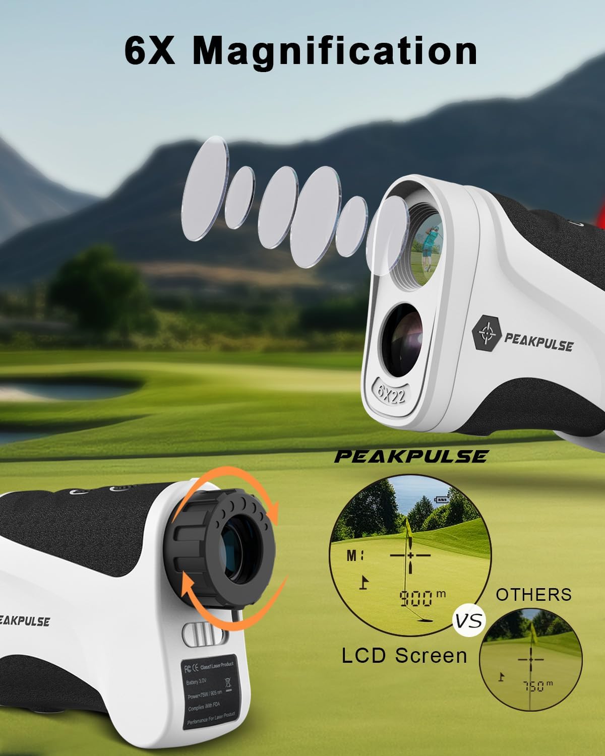 Golf Rangefinder 650/1200/1700 Yards Range Finder Golfing 6X Magnification 0.5 Yard Accuracy Flag Pin Lock Vibration Fast Focus