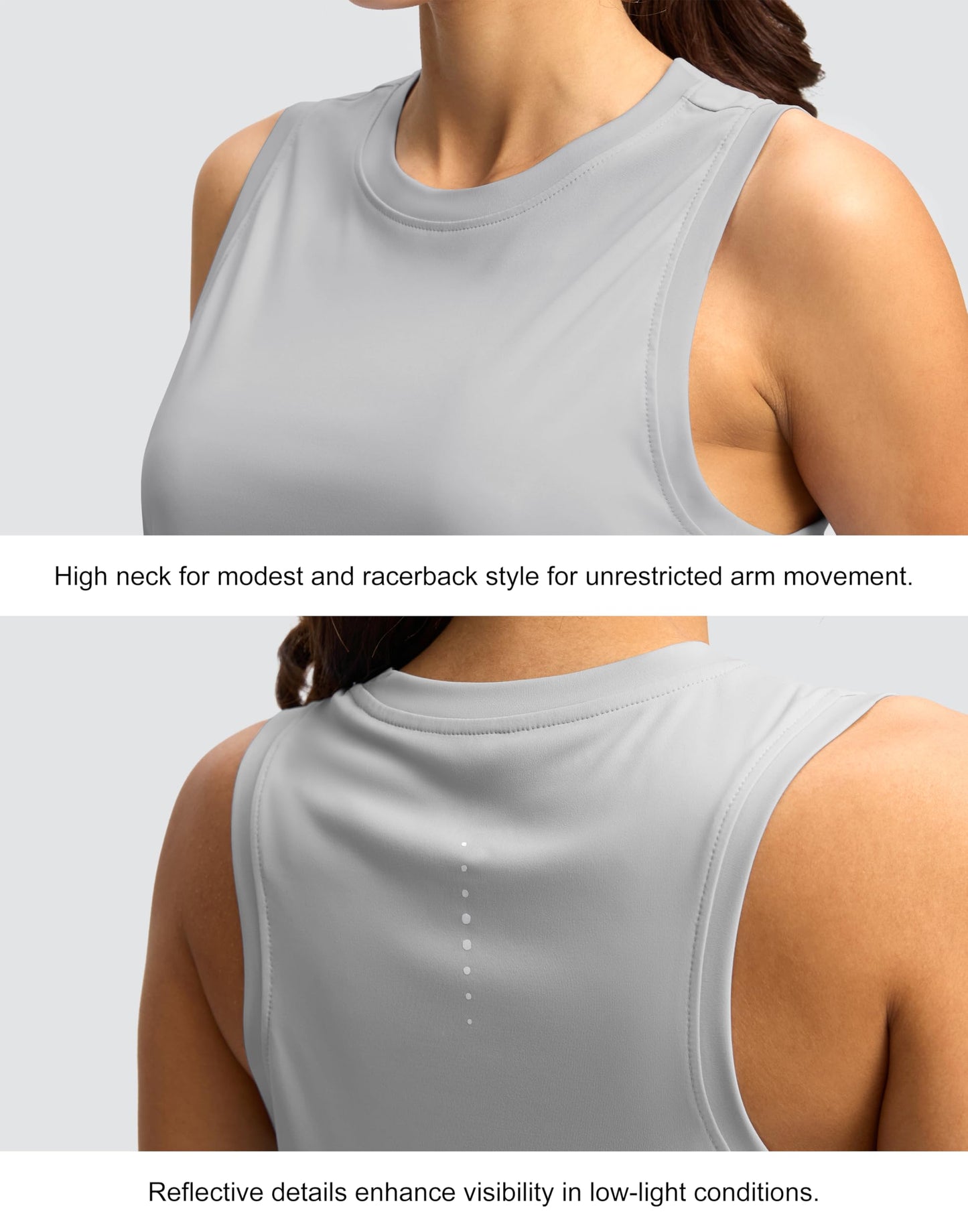 SANTINY Women's Sleeveless Workout Tops Lightweight Tennis Yoga Athletic Running Shirts Racerback Tank Tops for Women (Light Grey_XL)