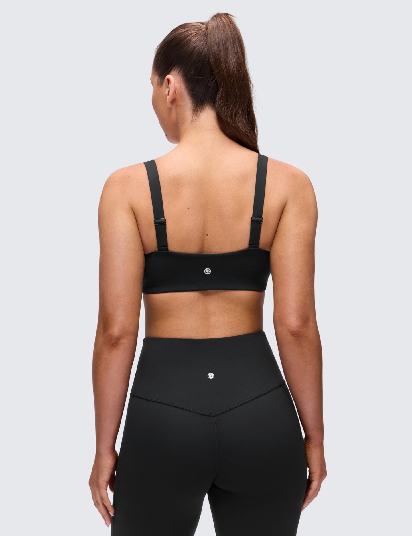CRZ YOGA Butterluxe Adjustable Wide Strap Sports Bras for Women - Square Back Padded Scoop Neck Yoga Top Black Small