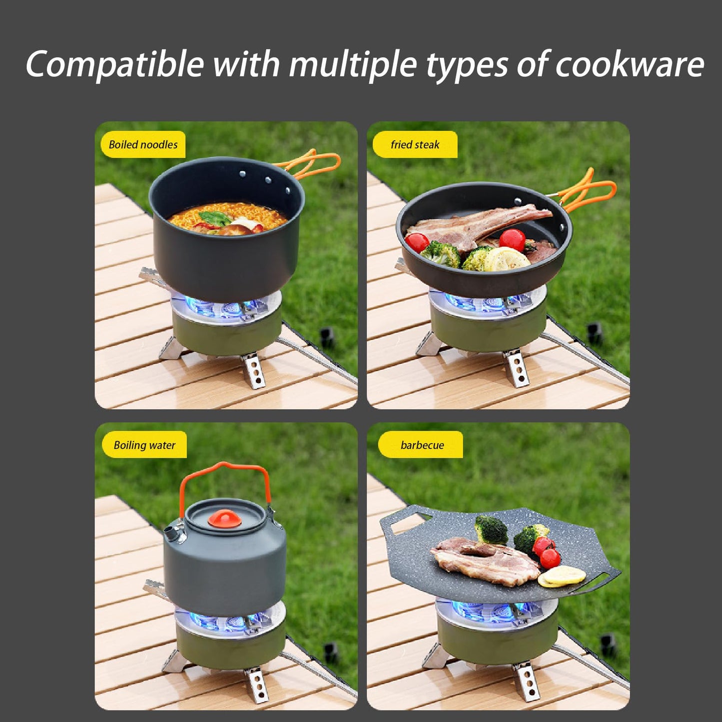 ARJEOU Camping Stove, Portable Lightweight Backpacking Stove with EVA Bag and Piezo Ignition, Foldable 3 in 1 Gas Stove Burner for Outdoor Picnic Cooking and Hiking (Large)