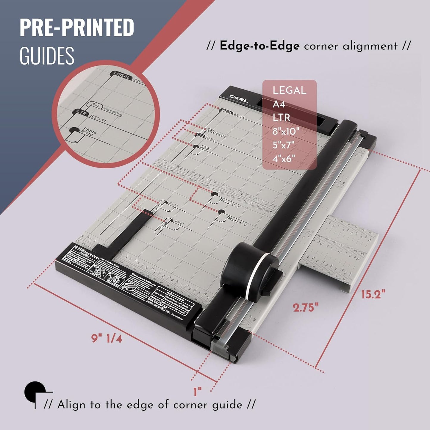 CARL, Professional Rotary Paper Trimmer 15-inch, 15 Sheet Cutting Capacity, Black and Silver